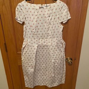 White w/pink polka dot dress